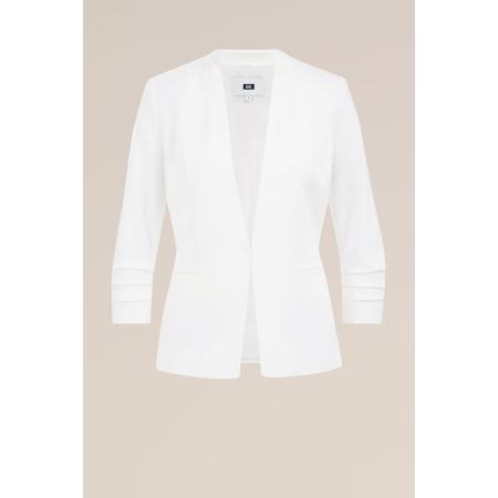 WE Fashion Dames getailleerde blazer met rimpeleffect - Gebroken wit - LENZING™ ECOVERO™ viscose - Maat: L