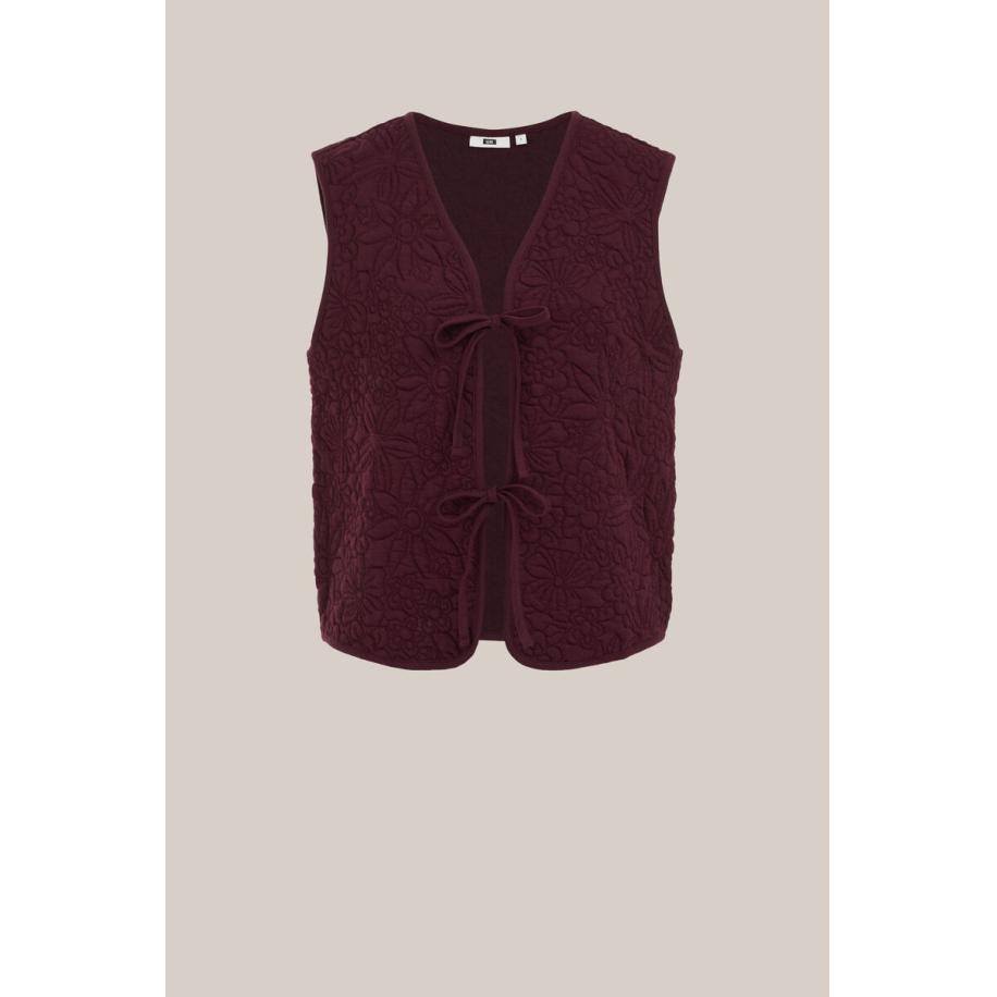 WE Fashion Dames regular fit gilet met structuur - Regular fit - Bordeauxrood - Katoen - Maat: S Rood