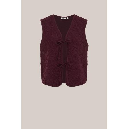 WE Fashion Dames regular fit gilet met structuur - Regular fit - Bordeauxrood - Katoen - Maat: S