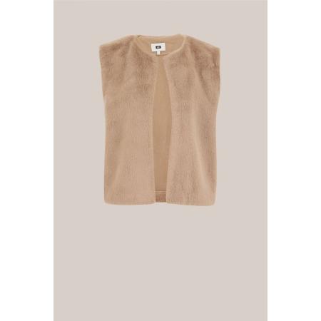 WE Fashion Dames regular fit gilet van imitatiebont - Regular fit - Beige - Maat: S