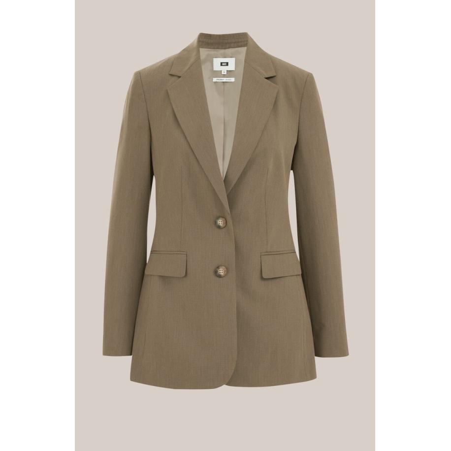 WE Fashion Dames regular fit blazer met ruit - Regular fit - Lichtbruin - Maat: 32 Bruin