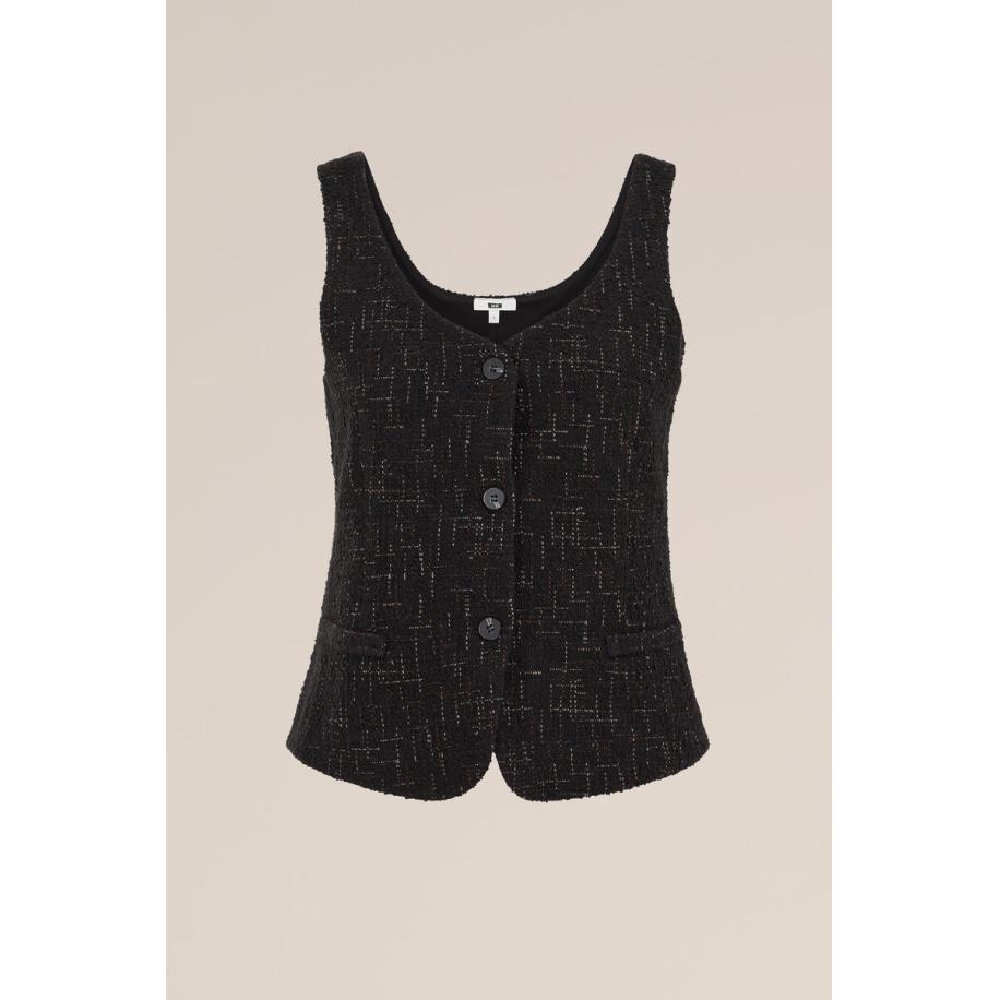 WE Fashion Dames Regular fit bouclé gilet - Regular fit - Zwart - Maat: M Zwart
