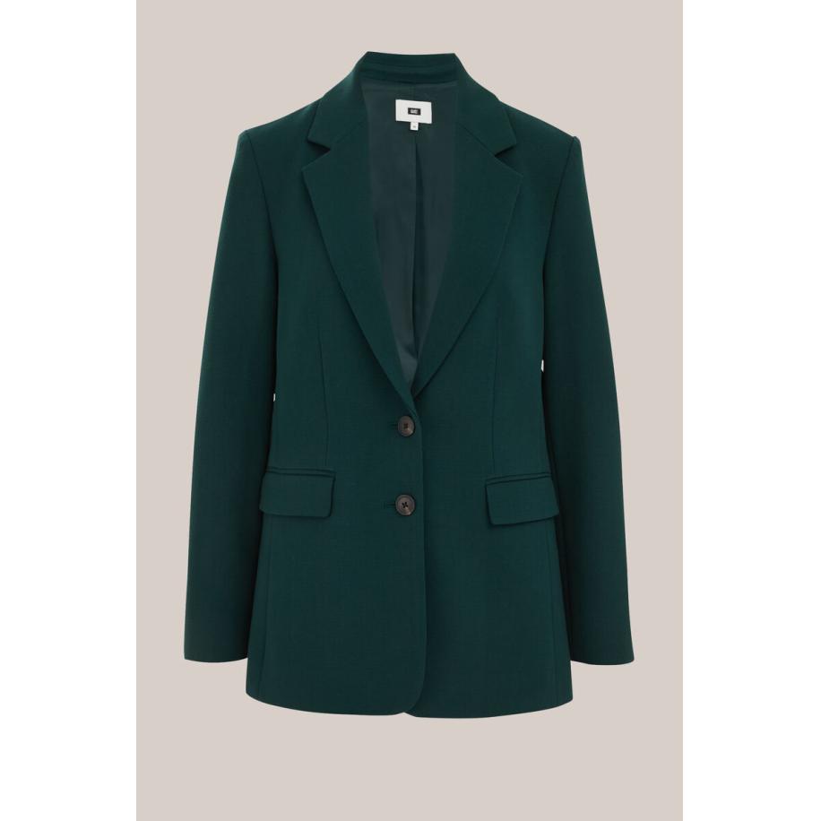 WE Fashion Dames premium regular fit blazer - Regular fit - Donkergroen - Maat: 34 Groen