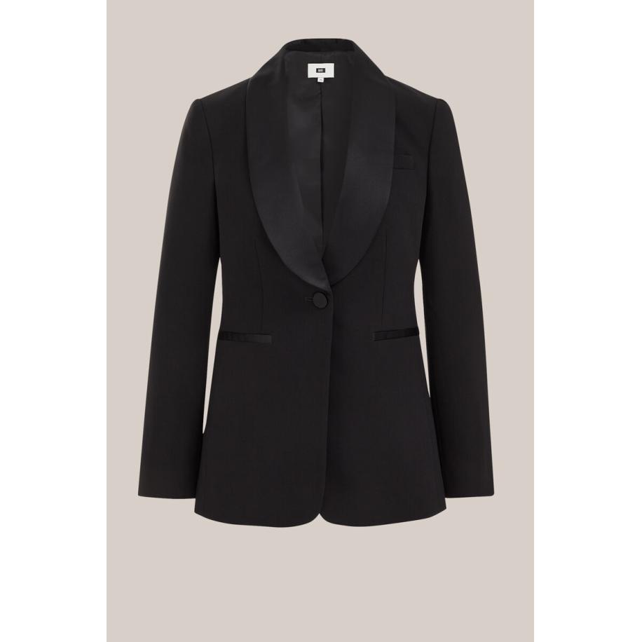 WE Fashion Dames regular fit tuxedo blazer - Regular fit - Zwart - Maat: 40 Zwart