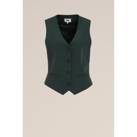 WE Fashion Dames getailleerd gilet - Donkergroen - Maat: 32