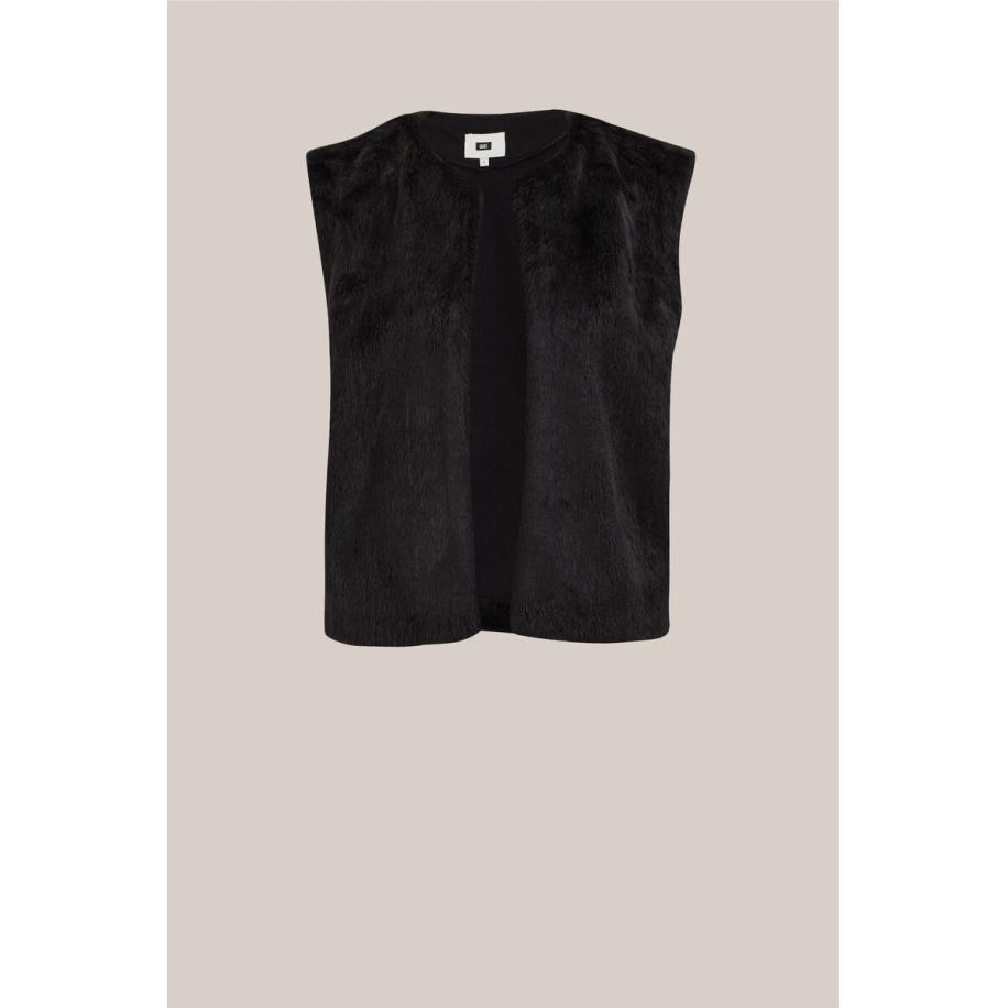 WE Fashion Dames regular fit gilet van imitatiebont - Regular fit - Zwart - Maat: XXXL Zwart