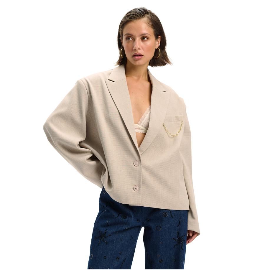 Refined Department Jackie Cropped Blazer Groen