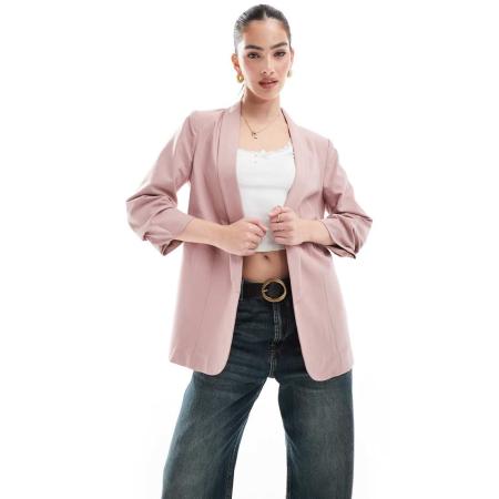 Pieces Blazer met gerimpelde mouw in roze