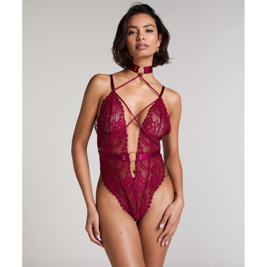 Hunkemöller Private body open kruis Brandy Rood Rood