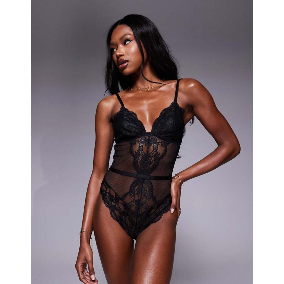 ASOS DESIGN Lola Body van zacht kant in zwart Zwart