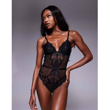 ASOS DESIGN Lola Body van zacht kant in zwart