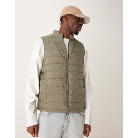 New Look - Lichtgewicht bodywarmer in donker kaki-Groen