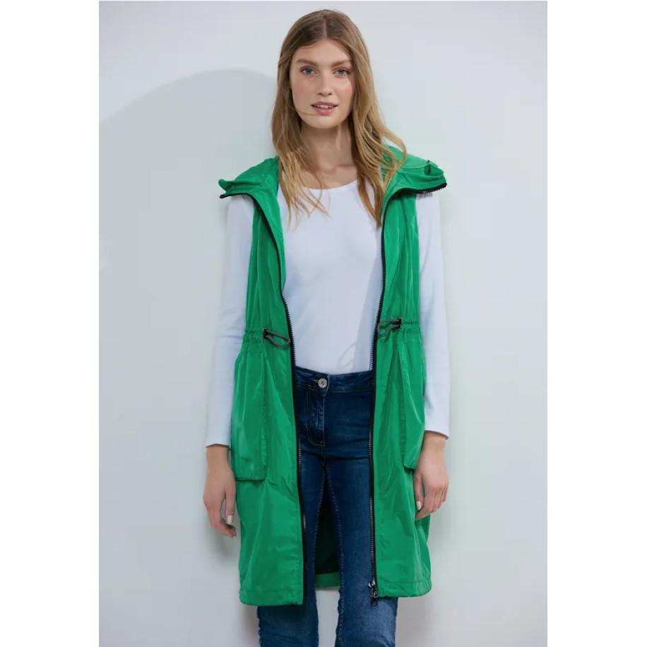 CECIL Lange bodywarmer met mesh Groen