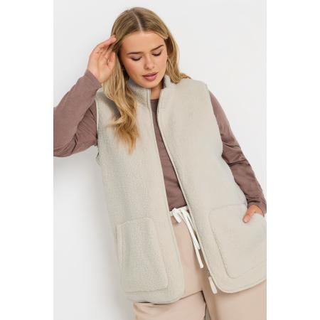 Yours Bodywarmer Van Borg Met Zakken En Ritssluiting In Crème Size 62-64