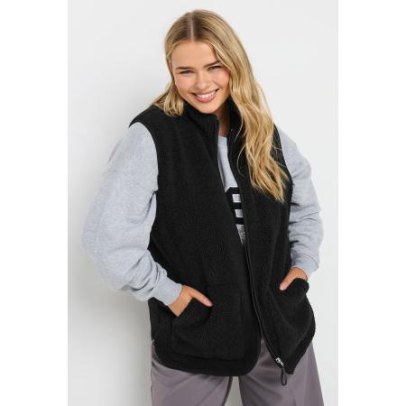 Yours Bodywarmer Van Borg Met Zakken En Ritssluiting In Zwart Size 62-64