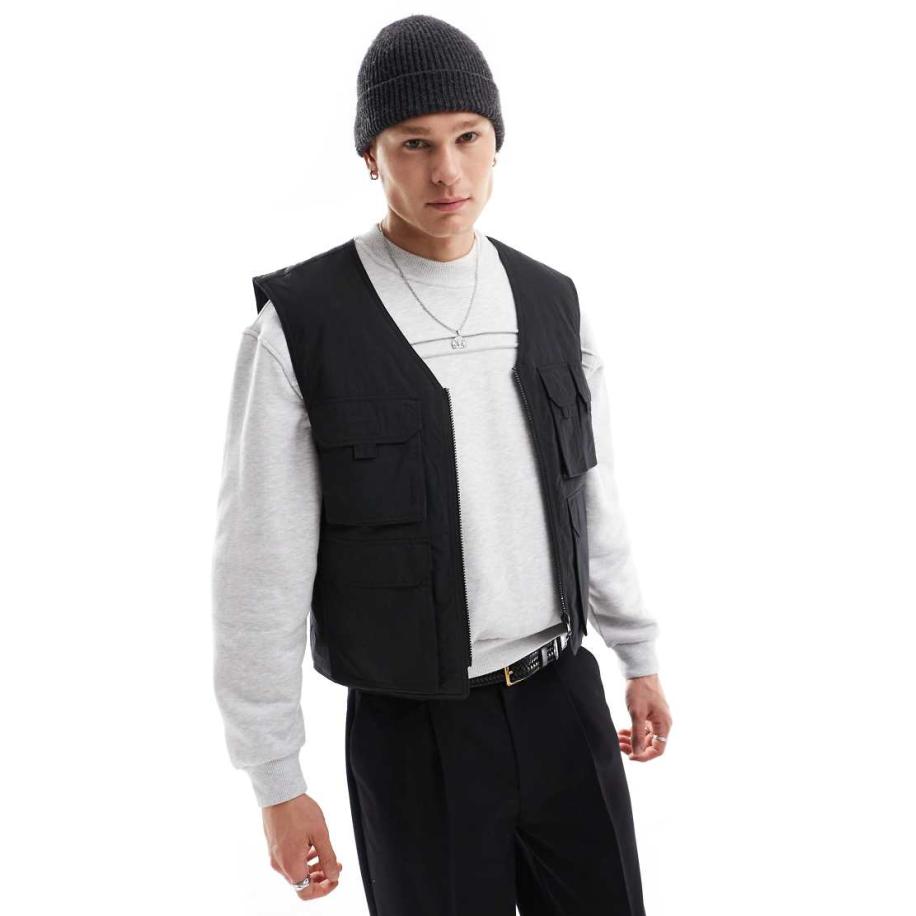ASOS DESIGN - Utility-gilet in zwart Zwart