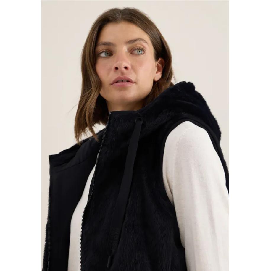 CECIL Omkeerbaar vest van imitatiebont Blauw