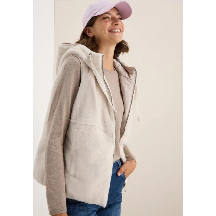 CECIL Omkeerbaar vest van imitatiebont Wit