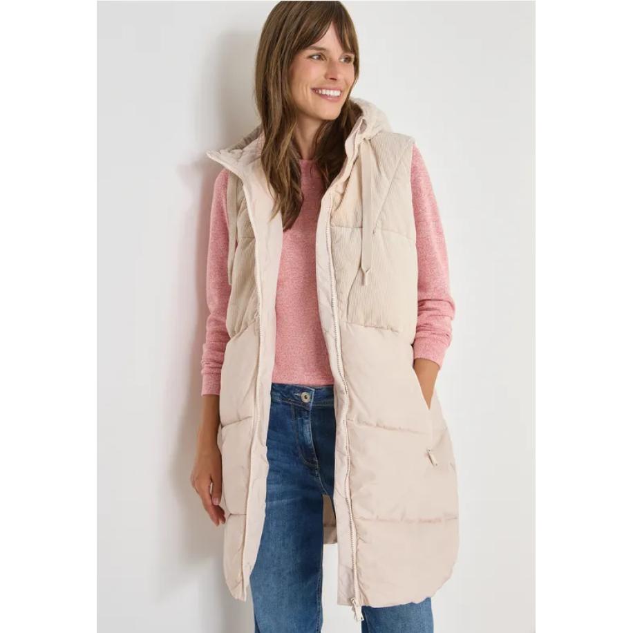 CECIL Corduroy mix puffer vest Wit