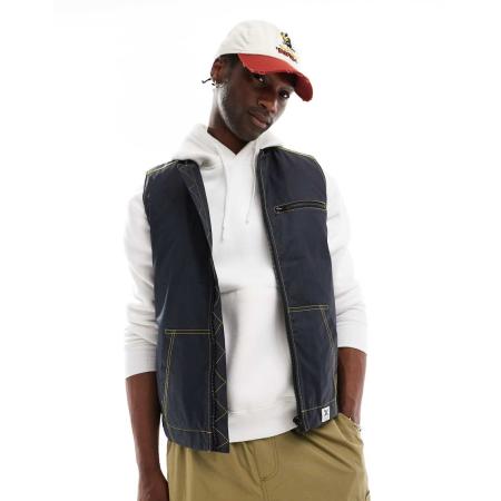 COLLUSION - Canvas gilet in marineblauw-Grijs