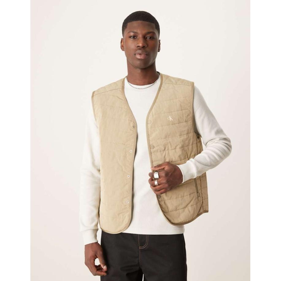 Calvin Klein Jeans - Gewatteerd gilet in beige-Neutraal Multicolor