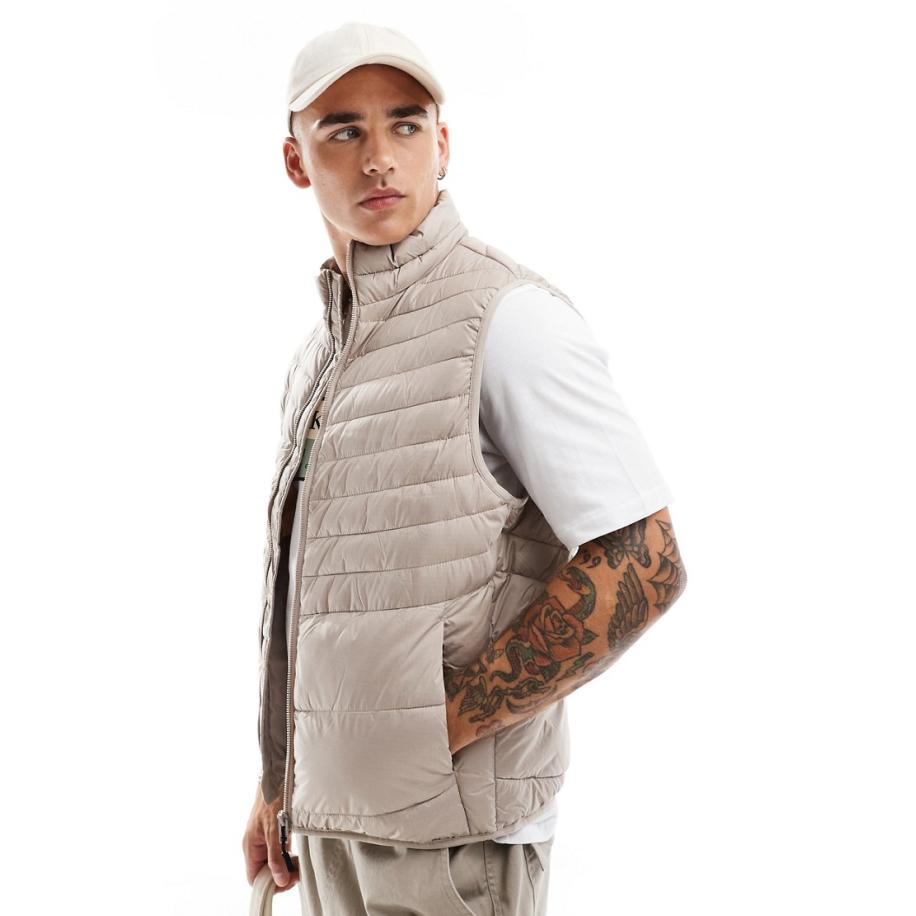 Jack & Jones - Opvouwbare gewatteerde bodywarmer in gebroken wit Wit