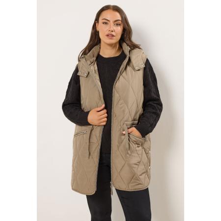 Yours Curve Naturelbruine Gewatteerde Bodywarmer Size 62-64