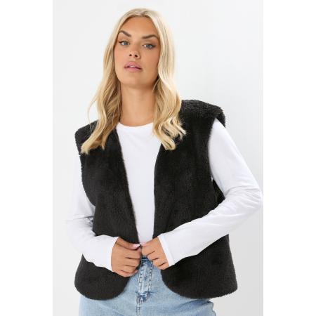 Yours Curve Zwart Fleece Gilet Size 54-56