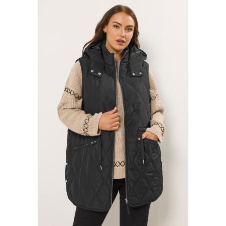 Yours Curve Zwart Gewatteerd Gilet Size 62-64