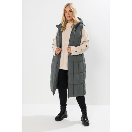 Yours Curve Grey Midi Gilet Size 54-56