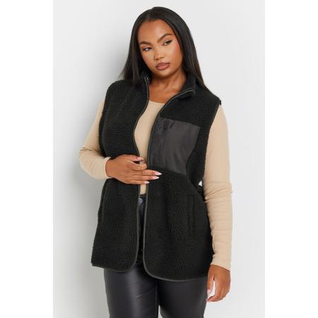 Yours Fleece Bodywarmer Met Borstzak Met Rits In Zwart Size 62-64