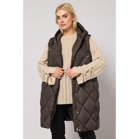 Yours Curve Chocoladebruine Midibodywarmer Size 58-60