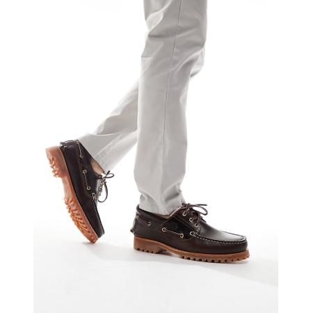 Timberland - Authentics - Klassieke bootschoenen met 3 veteroogjes in bruin volnerf leer