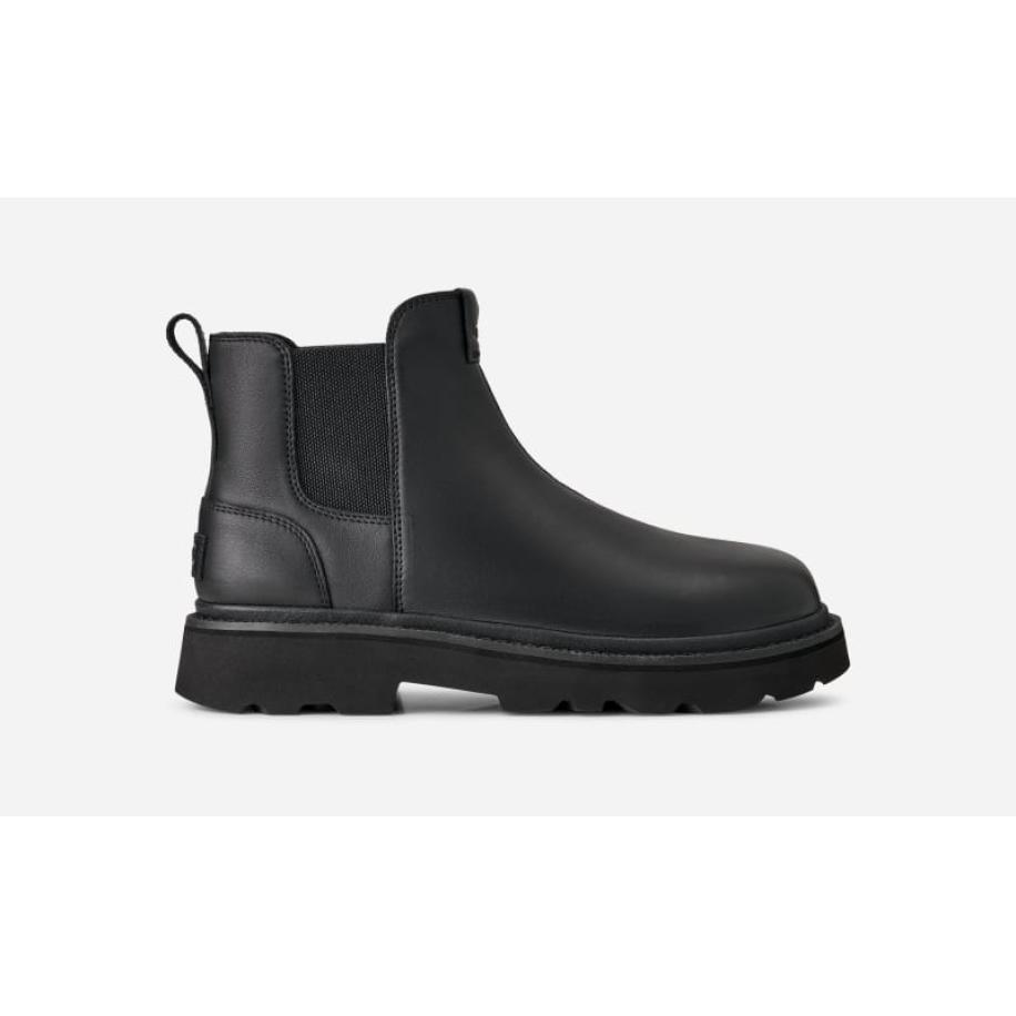 UGG® Chelsea Lug Leather-laars in Black, Maat 41, Leder Zwart