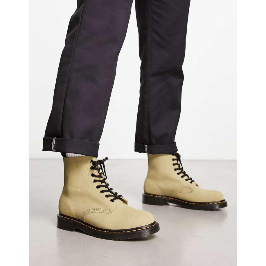 Dr Martens - 1460 Pascal - Laarzen van suède met 8 rijen oogjes in olijfgroen Groen