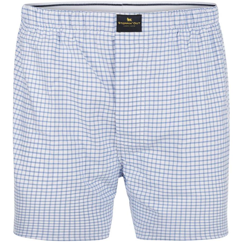 Steppin' Out Boxershort Oxford Ruiten Lichtblauw Blauw