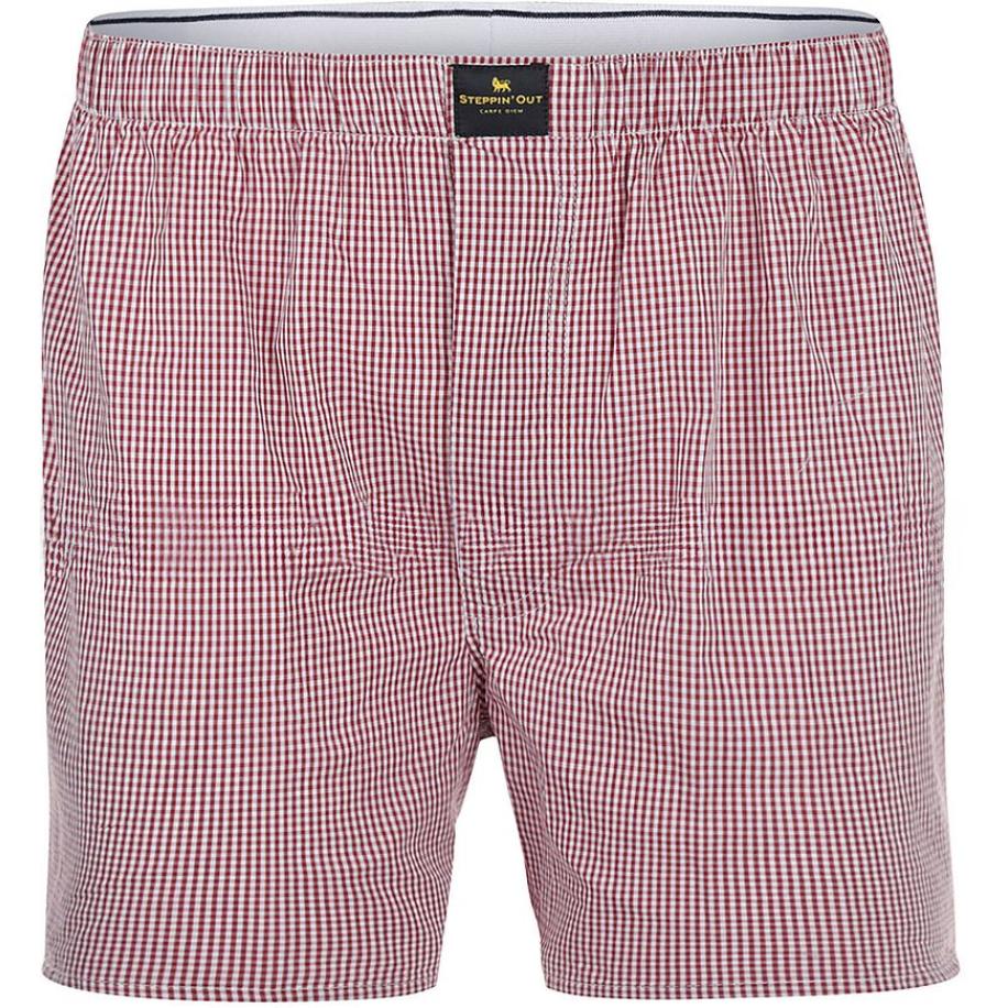 Steppin' Out Boxershort Poplin Ruiten Rood Rood