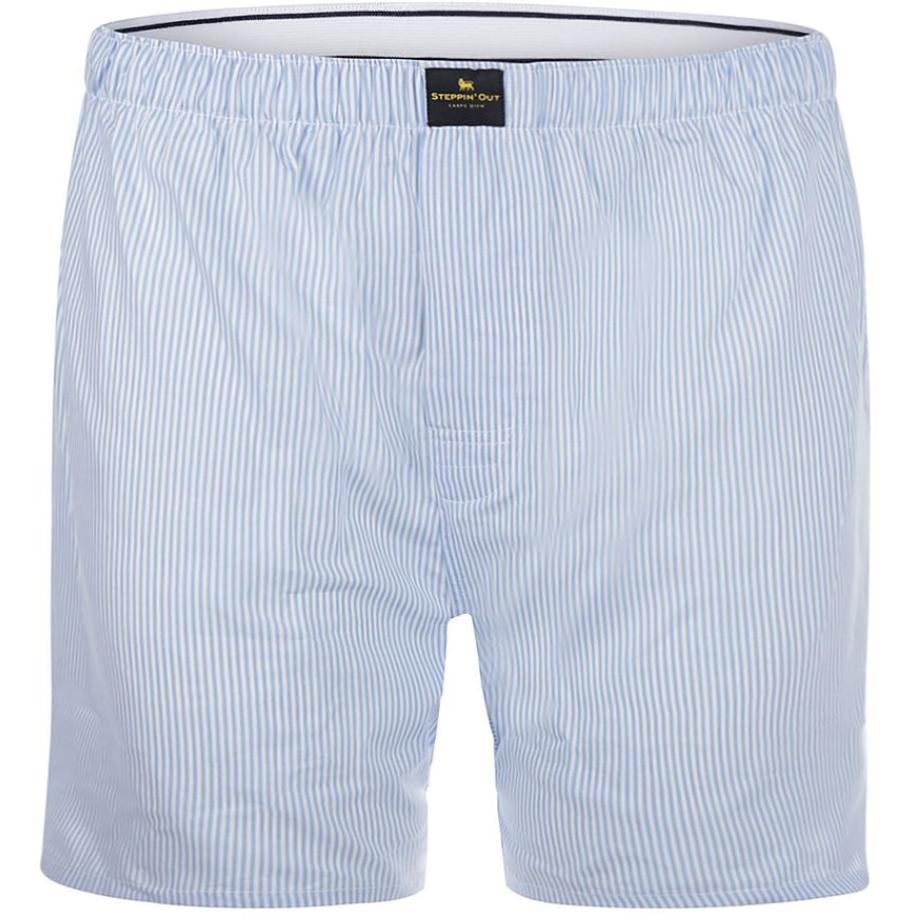 Steppin' Out Boxershort Poplin Gestreept Lichtblauw Roze