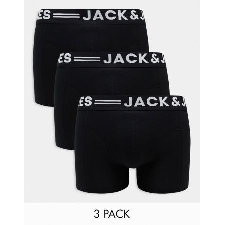 Jack & Jones - Set van 3 boxershorts met zwarte tailleband in zwart