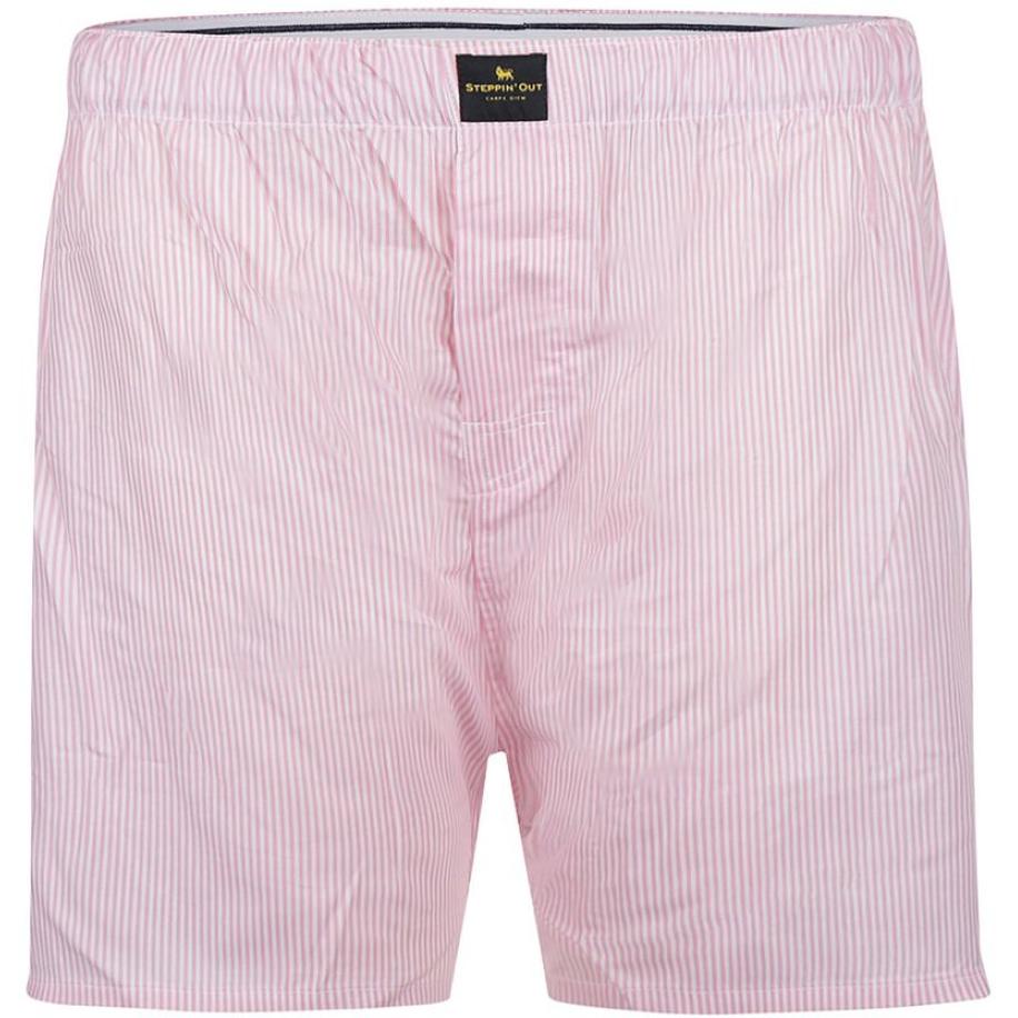 Steppin' Out Boxershort Poplin Streep Lichtroze Roze