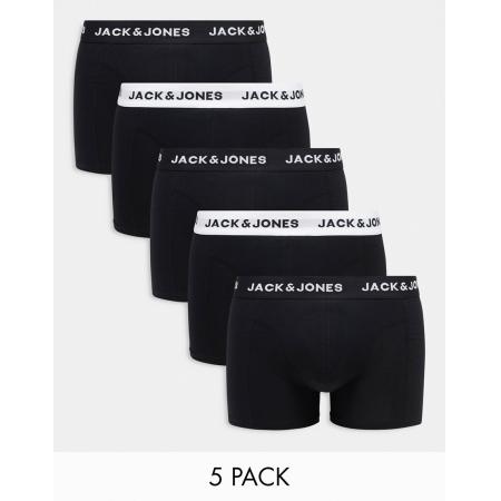 Jack & Jones - Set van 5 boxershorts met logo op de tailleband in zwart en wit