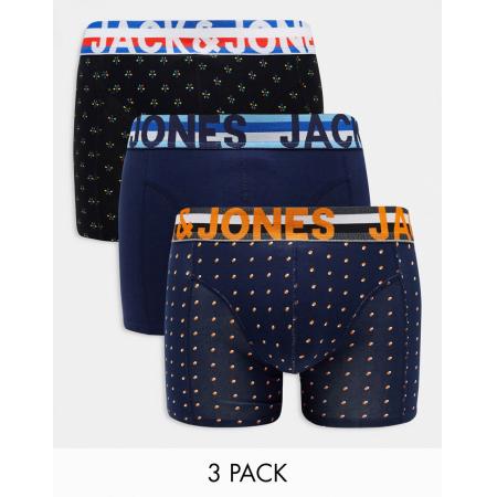 Jack & Jones - Set van 3 boxershorts met print in marineblauw