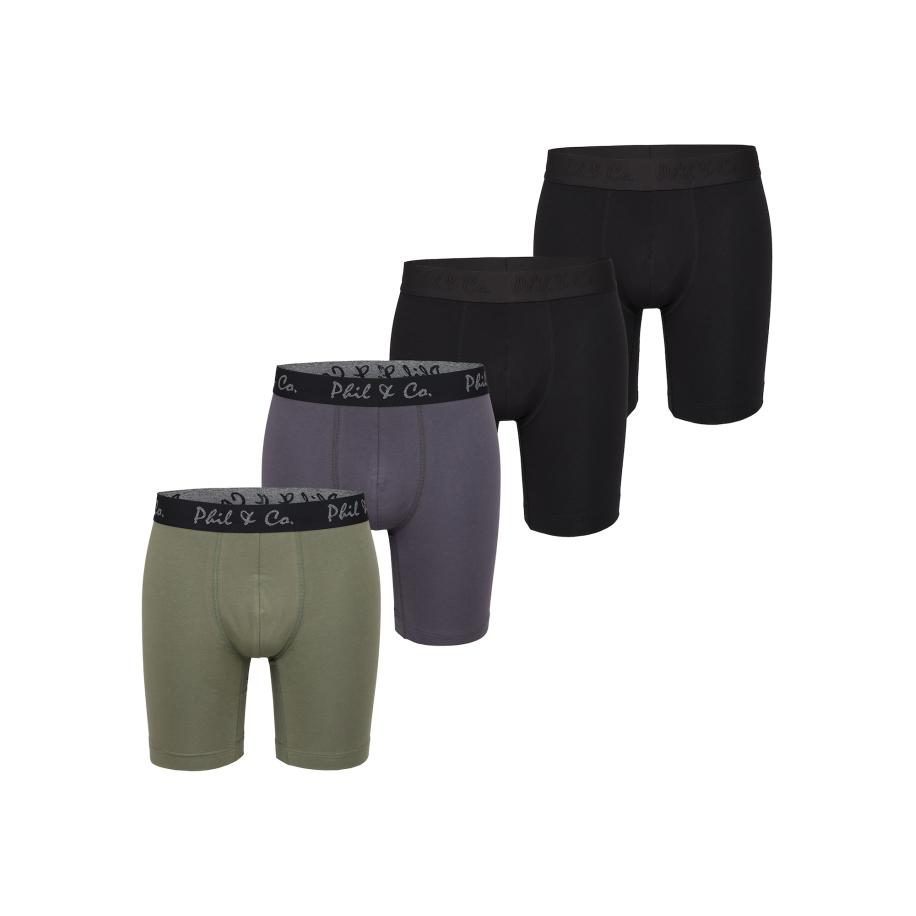 Phil & Co. Berlin Phil & Co. Berlin Boxershorts Long Boxer donkergrijs / donkergroen / zwart -