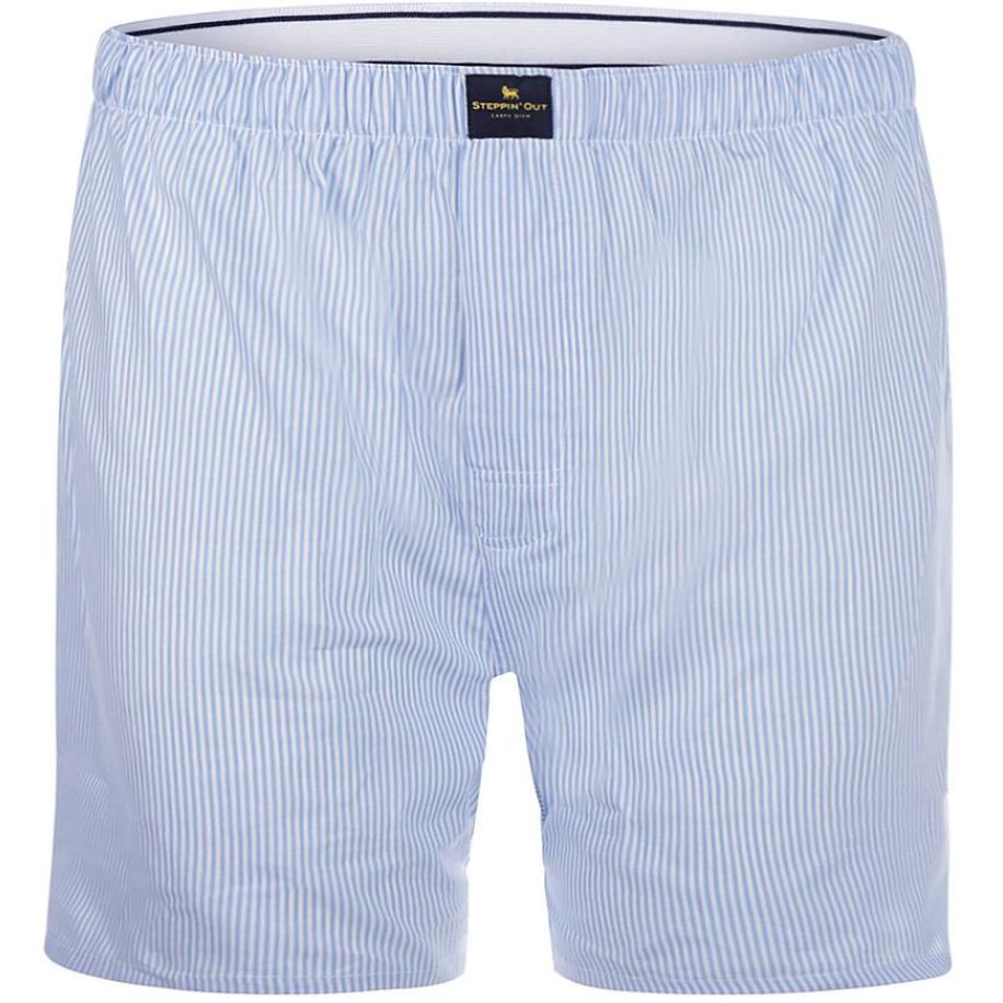 Steppin' Out Boxershort Poplin Strepen Lichtblauw Blauw