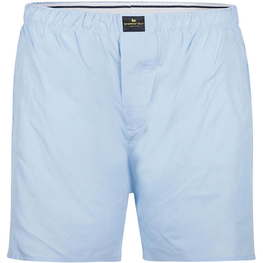Steppin' Out Boxershort Solid Poplin Lichtblauw Blauw