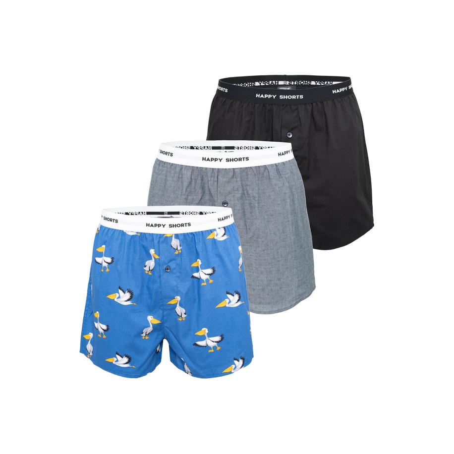 Happy Shorts Happy Shorts Boxershorts blauw / grijs gemêleerd / zwart / wit -