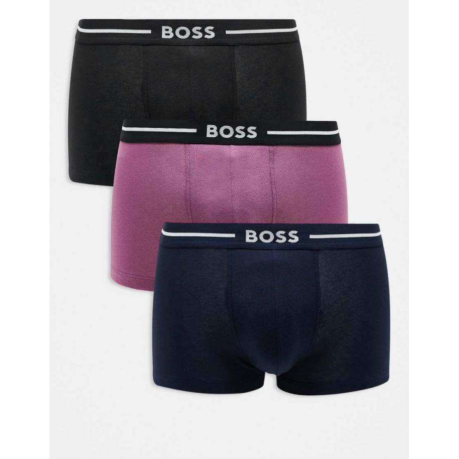 BOSS - Bodywear - Bold - Set van 3 boxershorts met logo op de tailleband in roze/marineblauw/zwart-Veelkleurig Multicolor