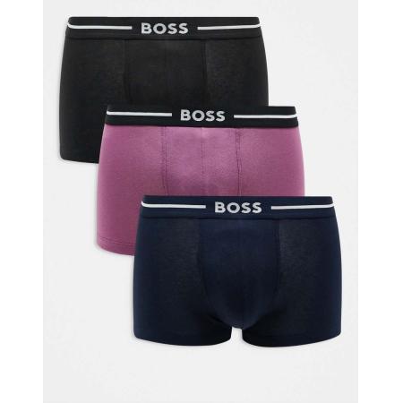 BOSS - Bodywear - Bold - Set van 3 boxershorts met logo op de tailleband in roze/marineblauw/zwart-Veelkleurig