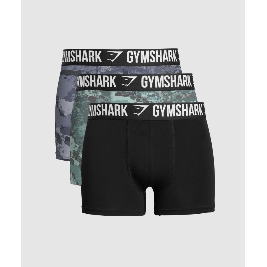 Gymshark Boxer Brief 3PK Blue Surf/Denim Grey/Black Zwart