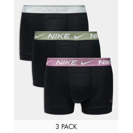 Nike - Dri-FIT - Ultra Comfort - Set van 3 boxershorts met gekleurde tailleband in groen/zwart/pruimenpaars